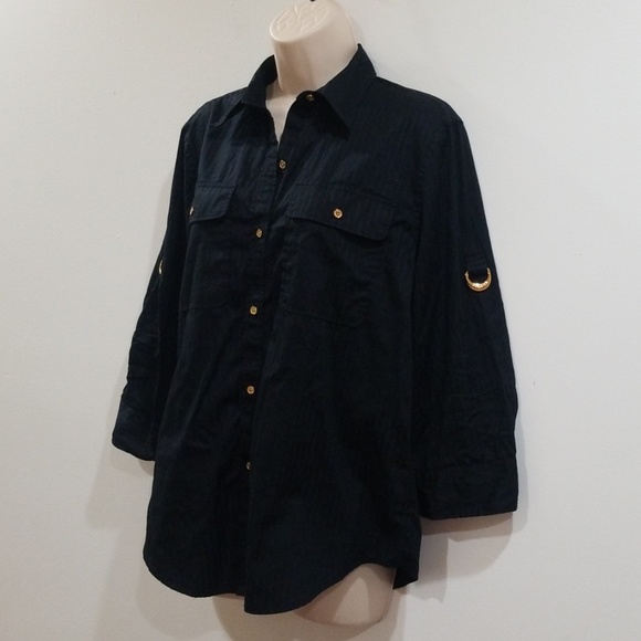 Lauren Ralph Lauren women's black with gold blouse - Picture 3 of 17